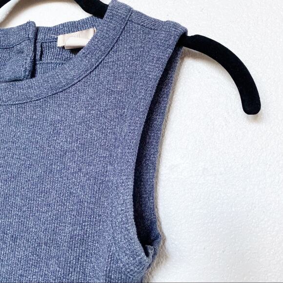 H&M Ribbed Jersey Open Back Dark Blue Marl Dress Size 2 - Picture 5 of 10